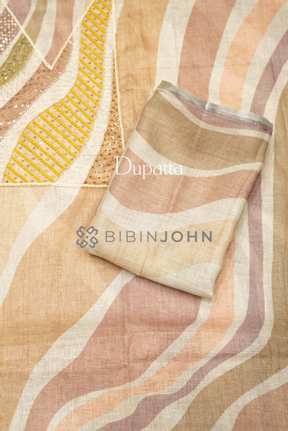 Art Linen Unstitched Salwar Suit Material Sand Beige DUPATTA