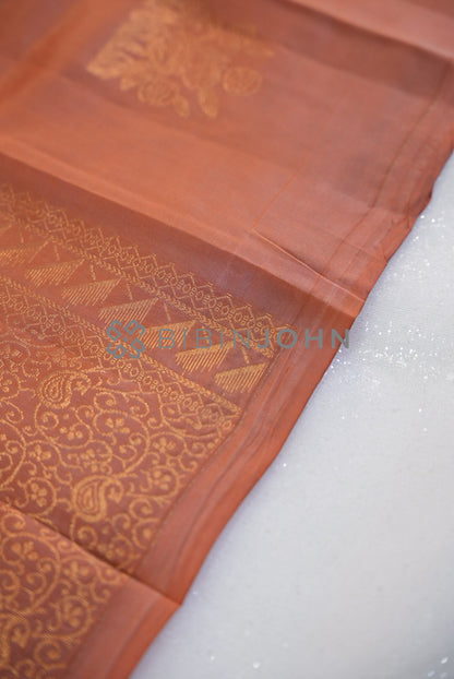 Silk Saree For Women Terracotta Copper 