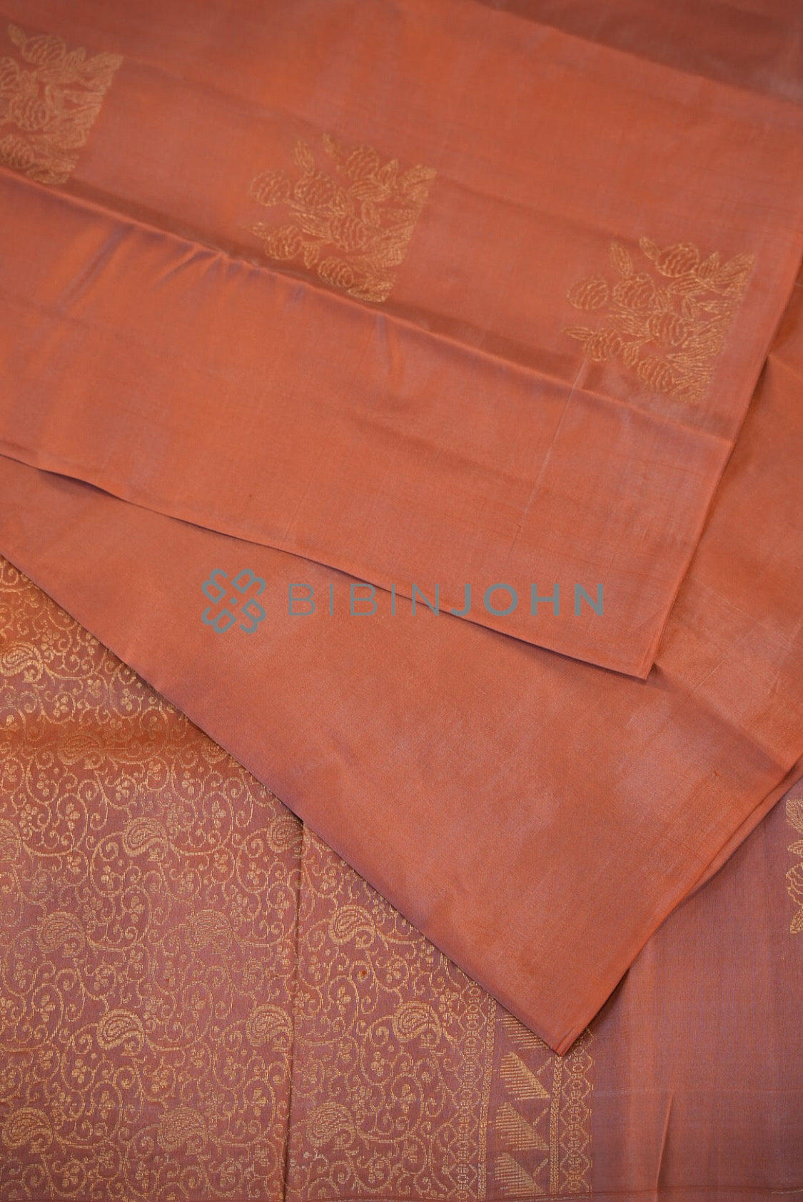 Silk Saree For Women Terracotta Copper CLOSE VIEW