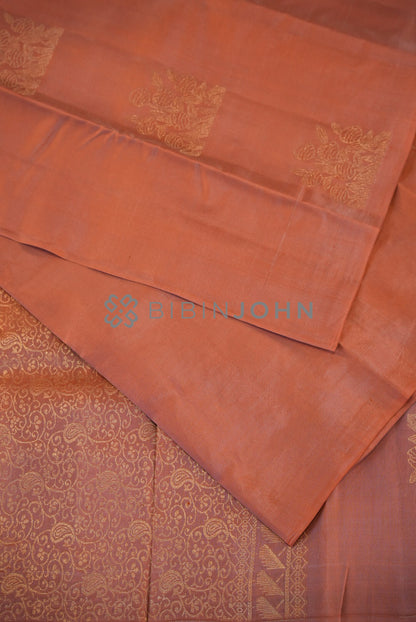 Silk Saree For Women Terracotta Copper CLOSE VIEW