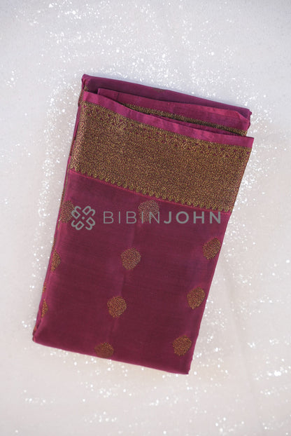 Semi Silk Saree For Women Wine Magenta