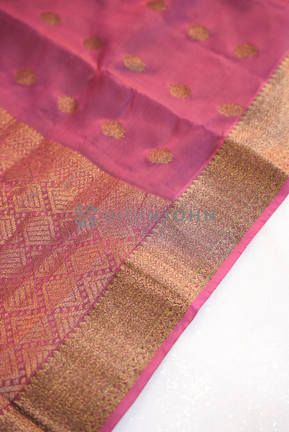 Semi Silk Saree For Women Wine Magenta close view