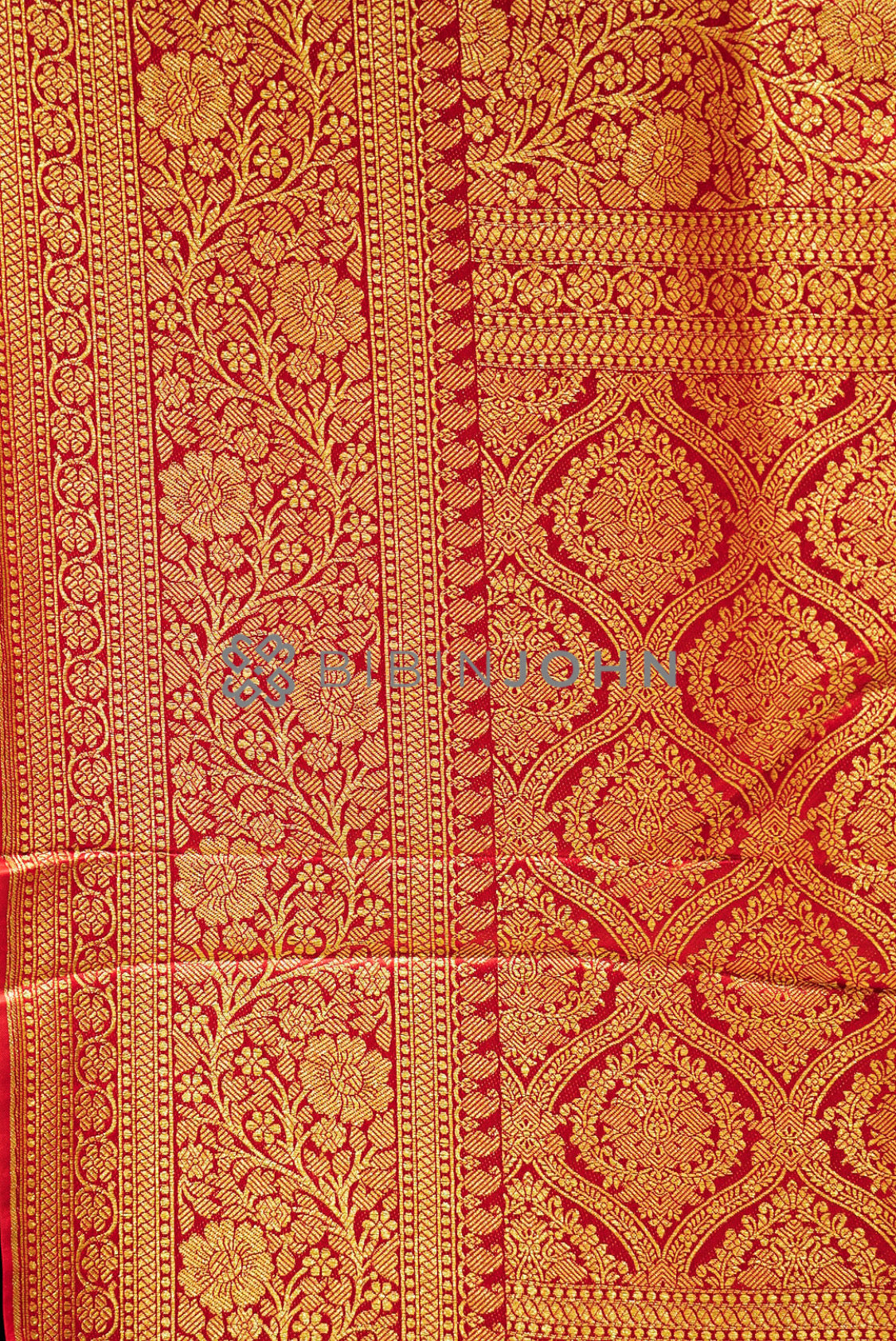 Satin Brocade Saree For Women Deep Ruby Red PALLU