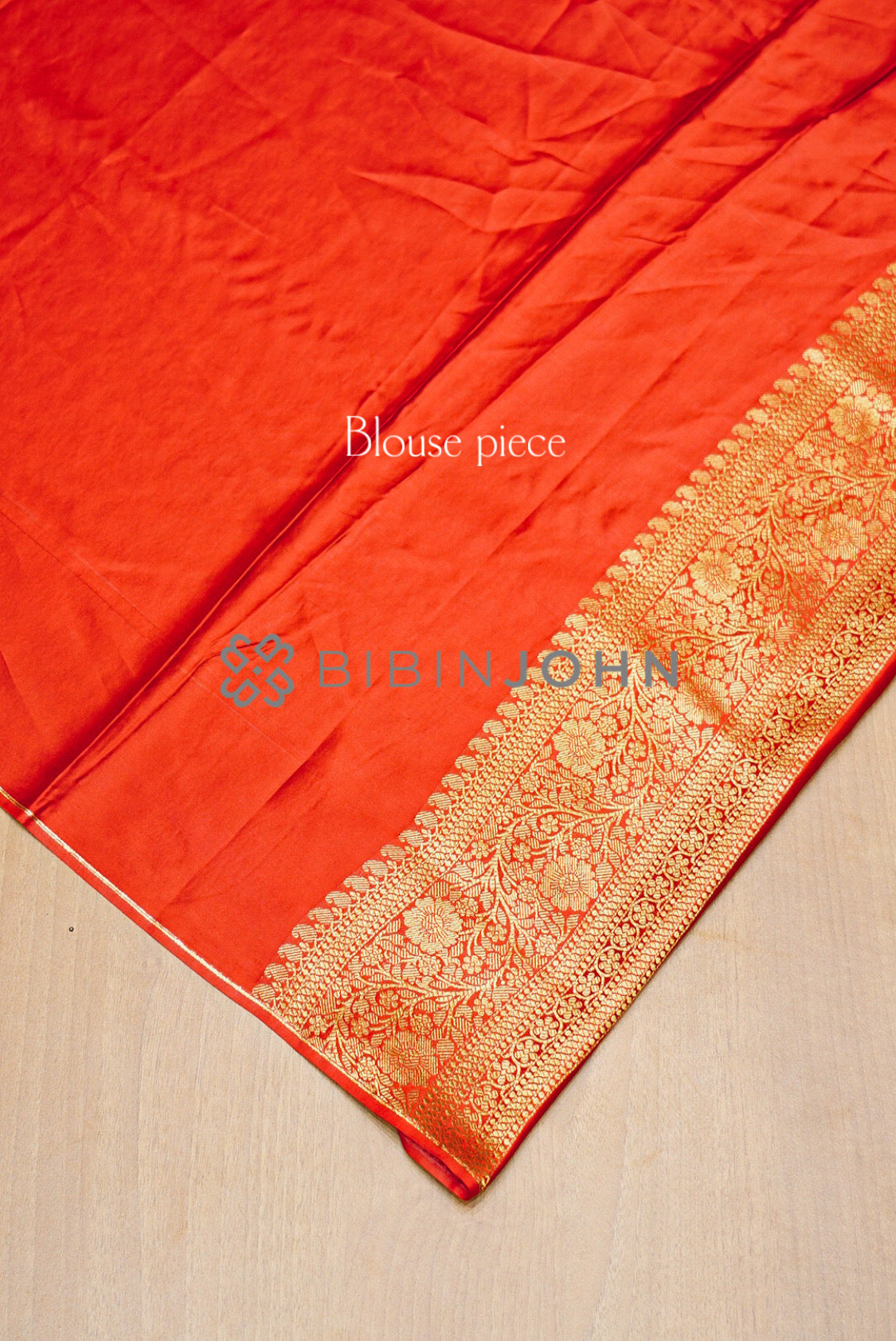 Satin Brocade Saree For Women Deep Ruby Red BLOUSE PIECE