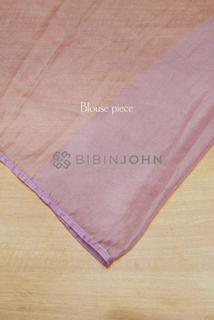 Tissue Organza Applique Saree For Women Dusty Rose Pink BLOUSE PIECE