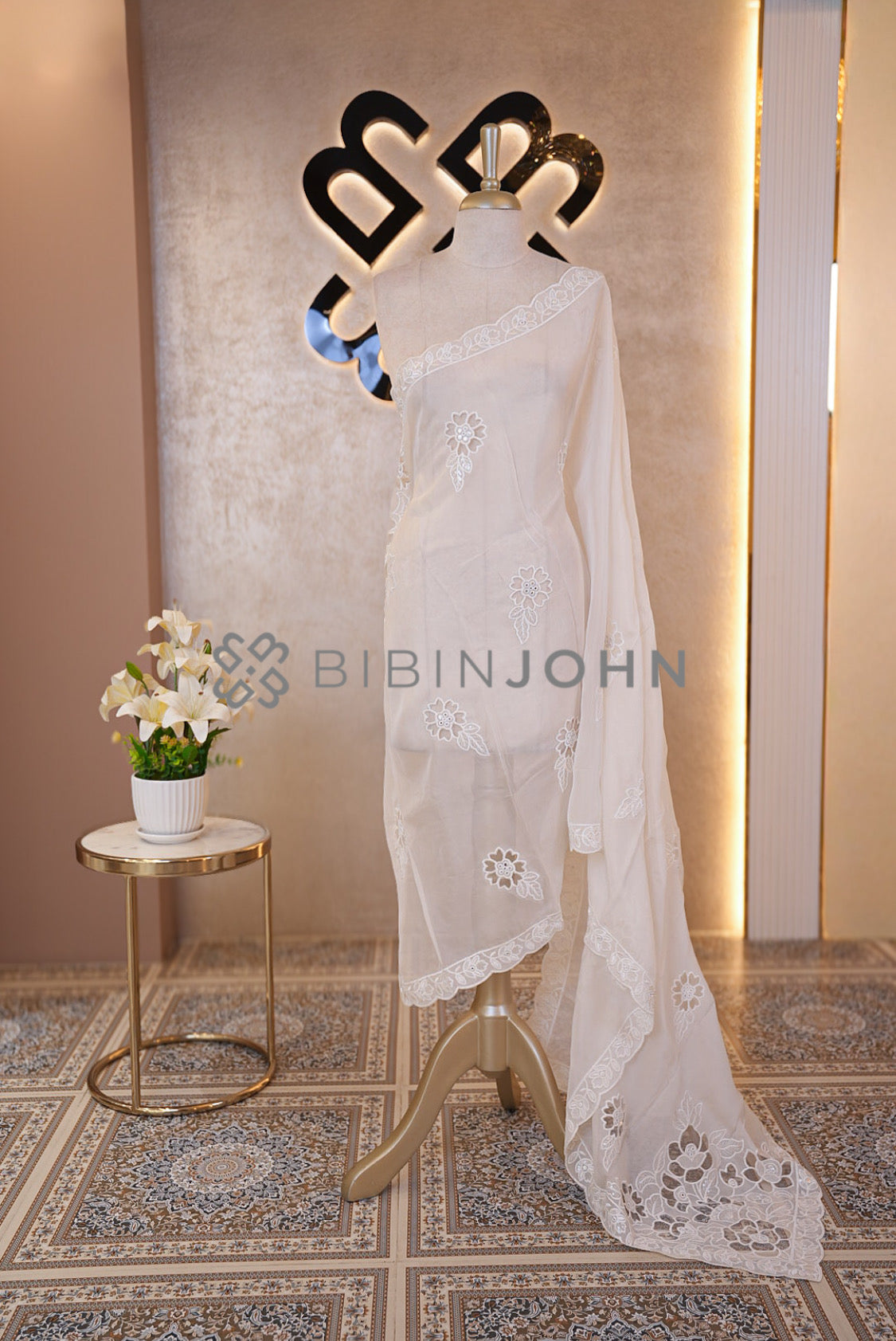 Organza Embroidery Dupatta For Women Ivory-White