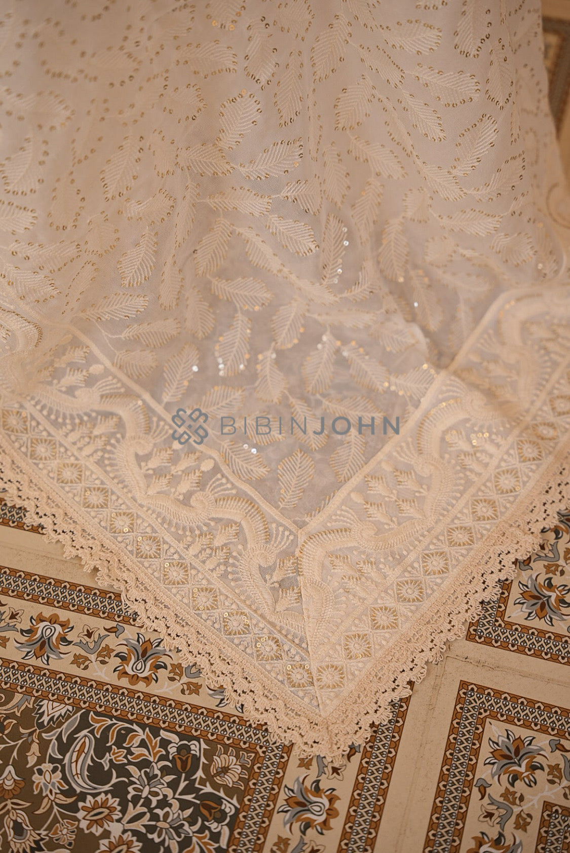 Georgette Embroidery Dupatta For Women Ivory SIDE VIEW
