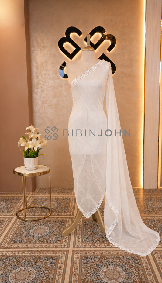Cotta Crochet Dupatta For Women White 