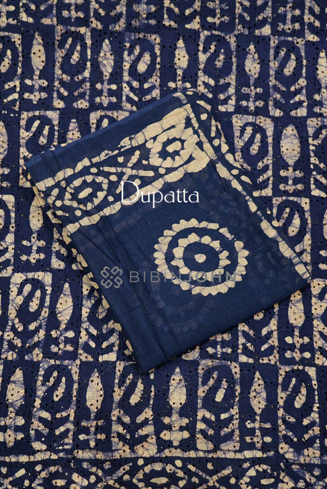 Cotton Hakoba Unstitched Salwar Suit Material Deep Navy Blue  DUPATTA