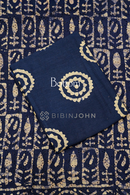 Cotton Hakoba Unstitched Salwar Suit Material Deep Navy Blue  BOTTOM