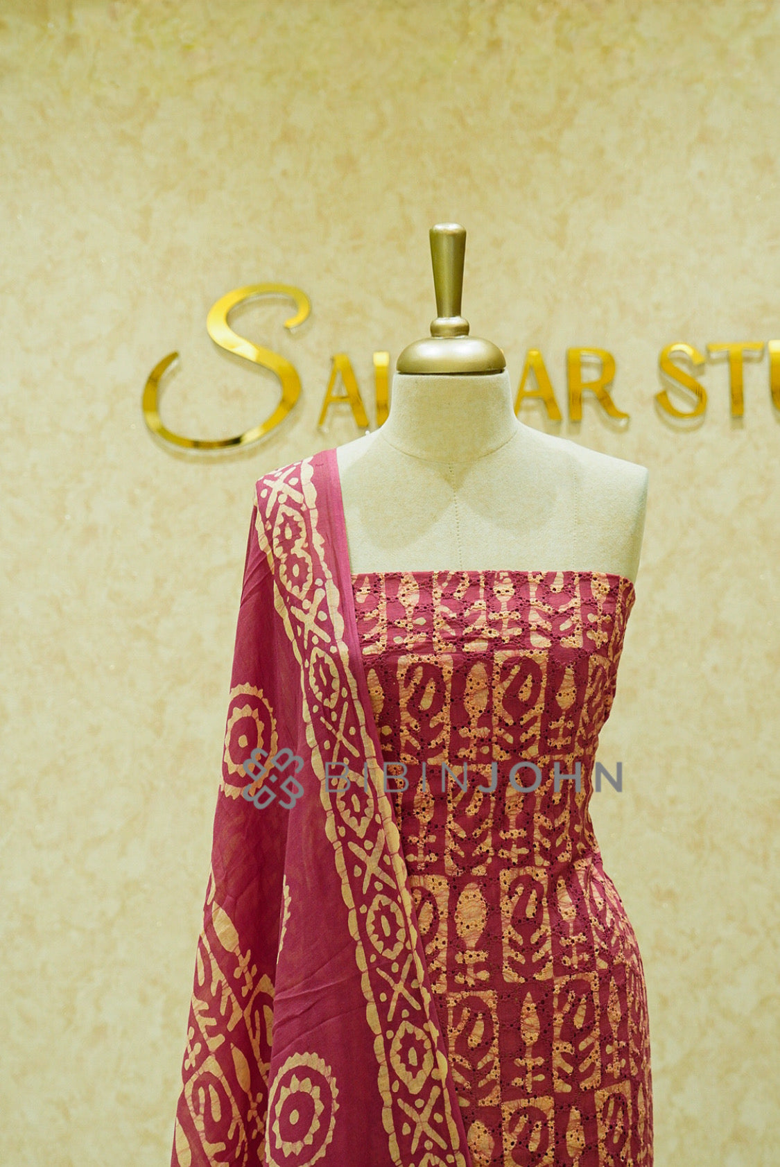 Cotton Hakoba Unstitched Salwar Suit Material Dusty Raspberry Pink CLOSE VIEW