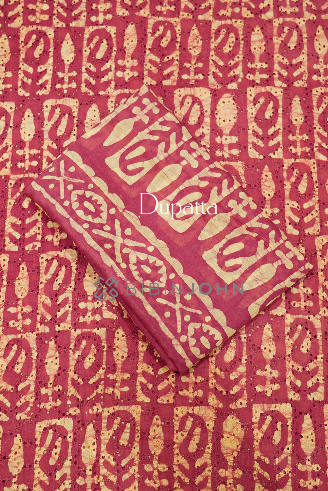 Cotton Hakoba Unstitched Salwar Suit Material Dusty Raspberry Pink DUPATTA