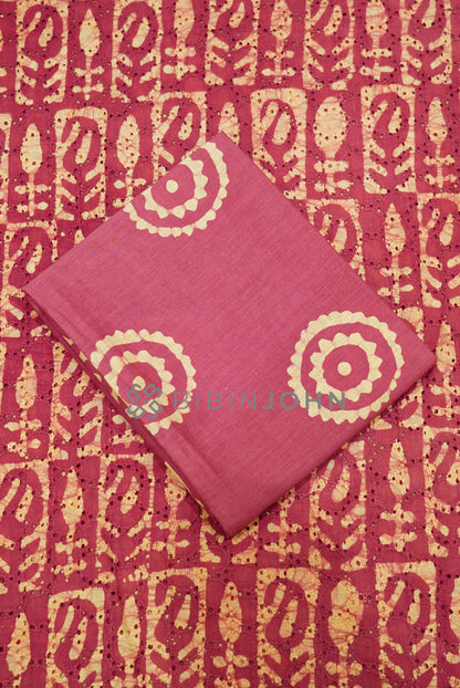 Cotton Hakoba Unstitched Salwar Suit Material Dusty Raspberry Pink BOTTOM