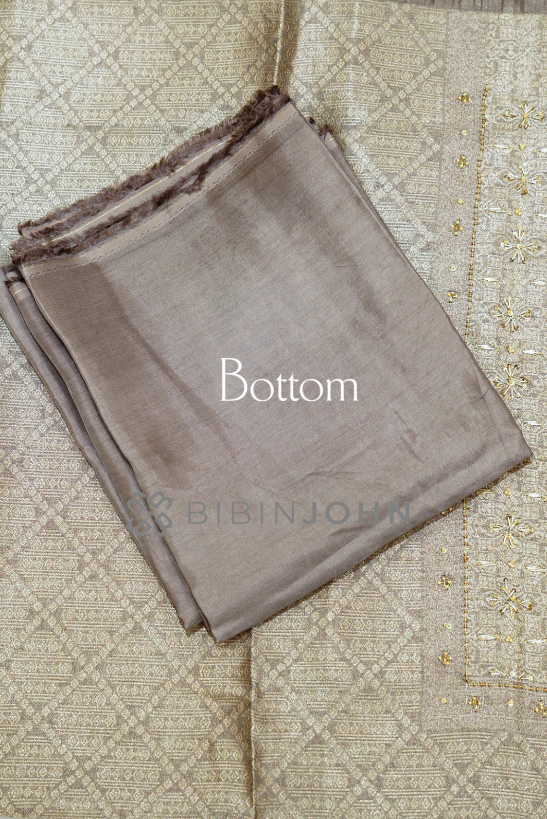 Tissue Embroidery Unstitched Salwar Suit Material Mushroom Taupe  BOTTOM