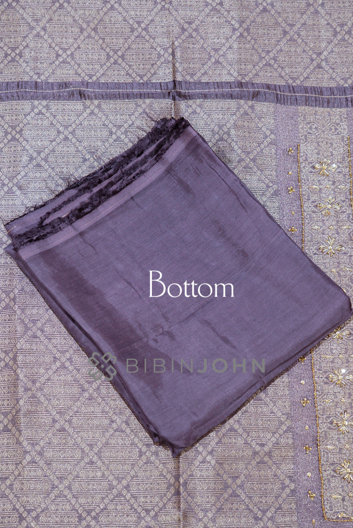 Tissue Embroidery Unstitched Salwar Suit Material Dusty Lavender Taupe BOTTOM