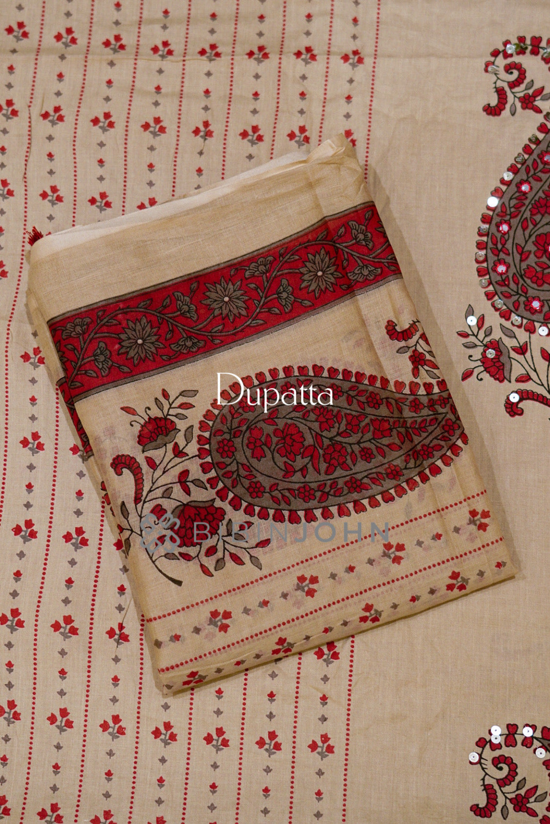 Cotton Unstitched Salwar Suit Material  Warm Beige DUPATTA