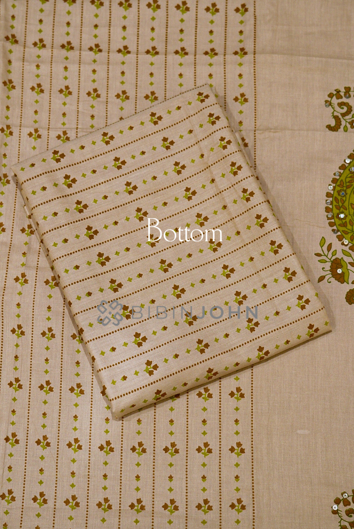 Cotton Unstitched Salwar Suit Material Ivory-Beige BOTTOM
