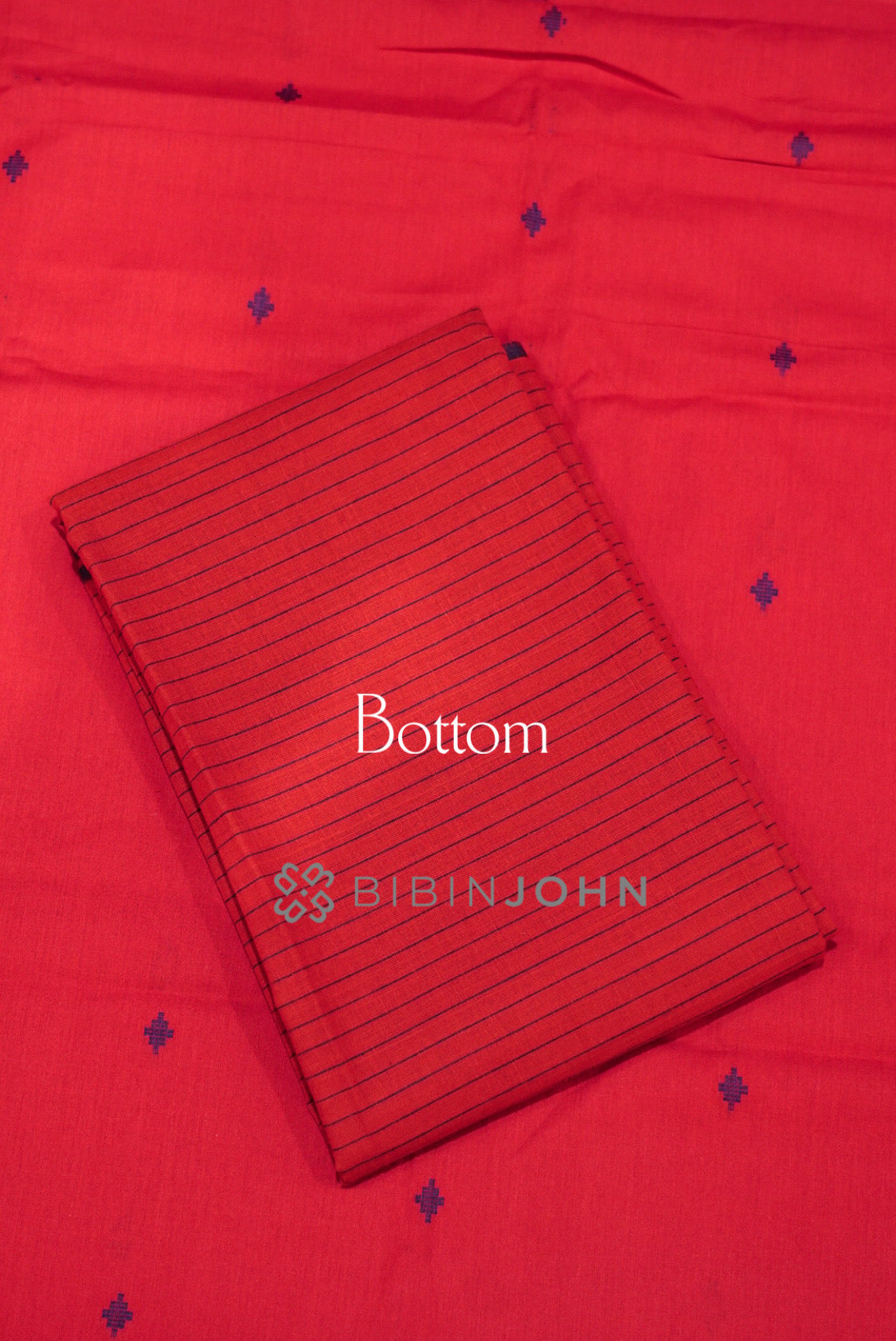 Cotton Unstitched Salwar Suit Material Coral Red bottom