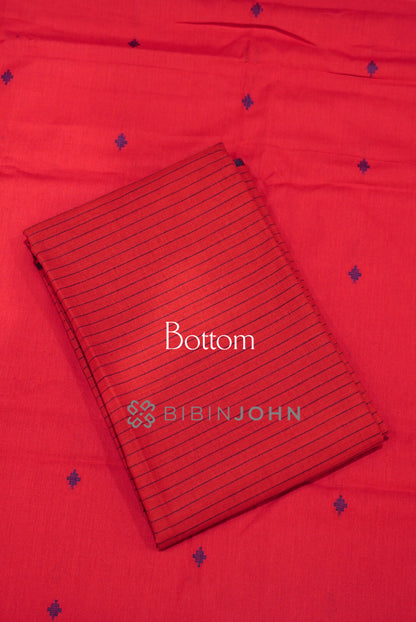 Cotton Unstitched Salwar Suit Material Coral Red bottom