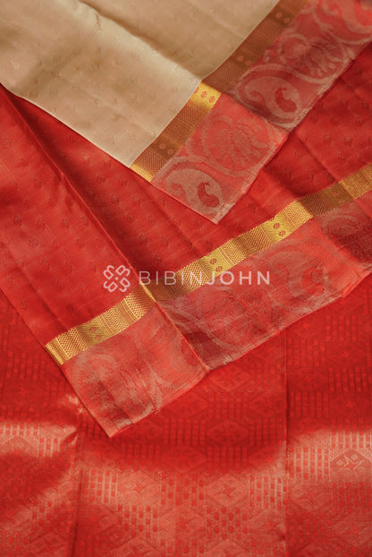 Semi Silk Saree For Women Sandal Beige CLOSE VIEW