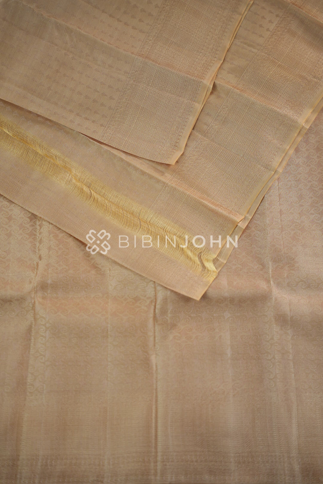 Semi Silk Saree For Women Champagne Beige  close view