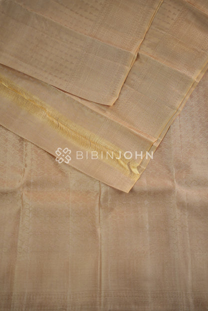 Semi Silk Saree For Women Champagne Beige  close view