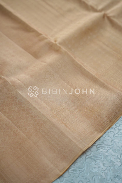 Semi Silk Saree For Women Champagne Beige  pallu