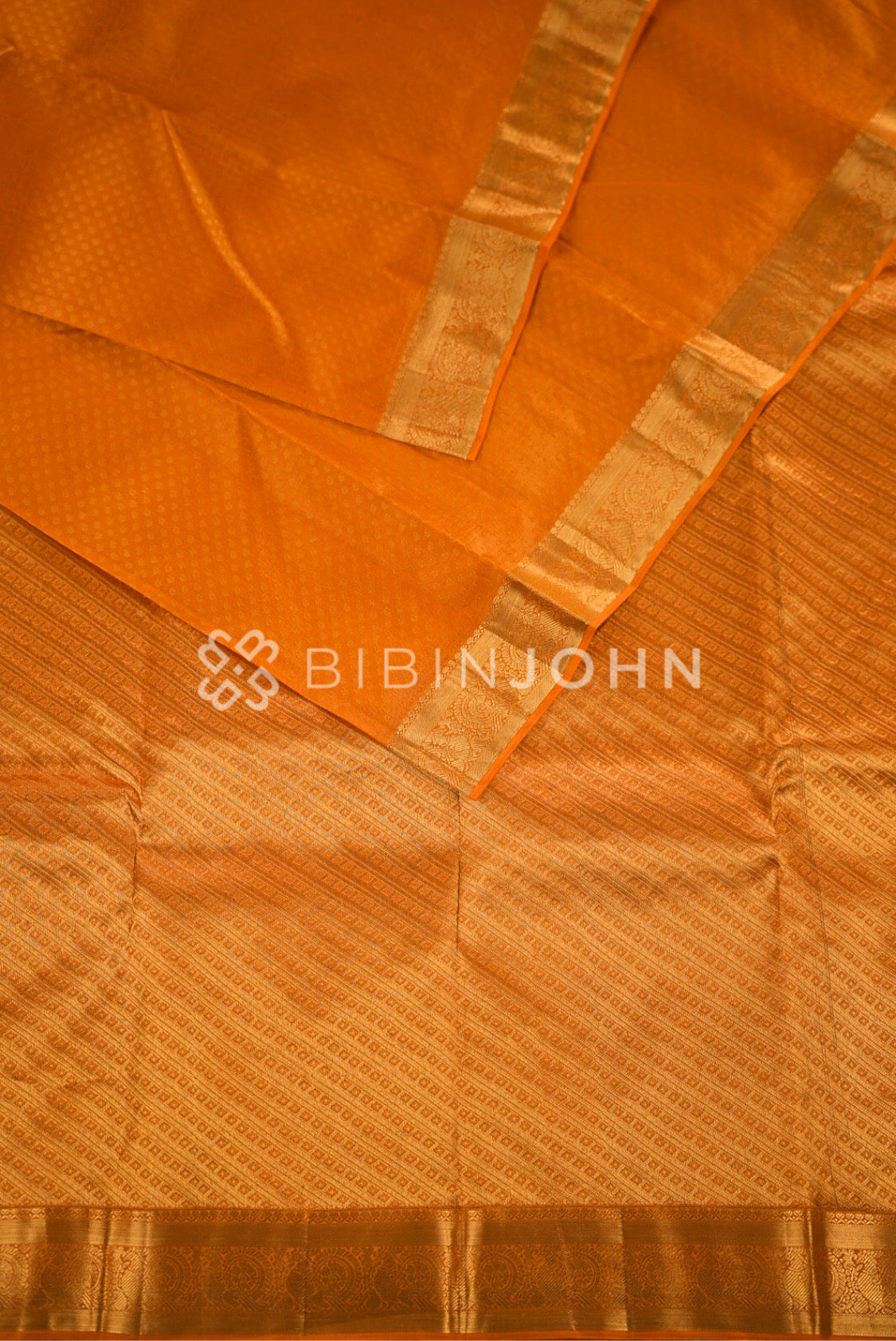 Silk Saree For Women  Golden Orange  CLOSE VIEW
