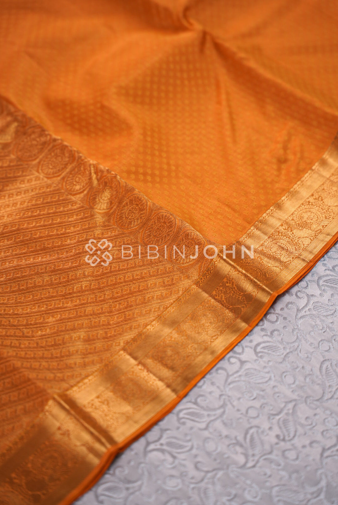 Silk Saree For Women  Golden Orange  PALLU
