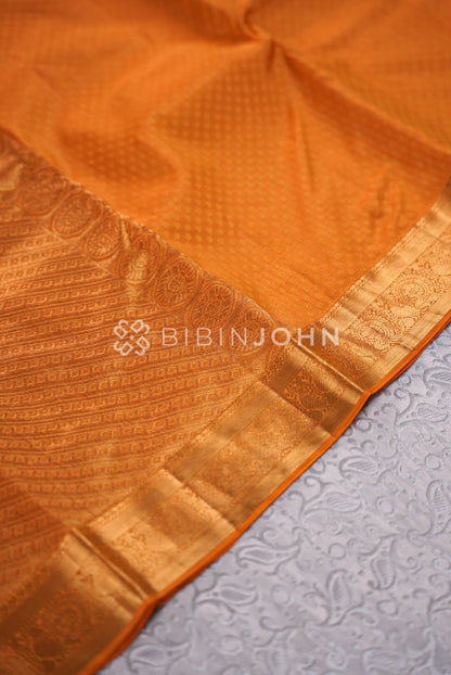 Silk Saree For Women  Golden Orange  PALLU