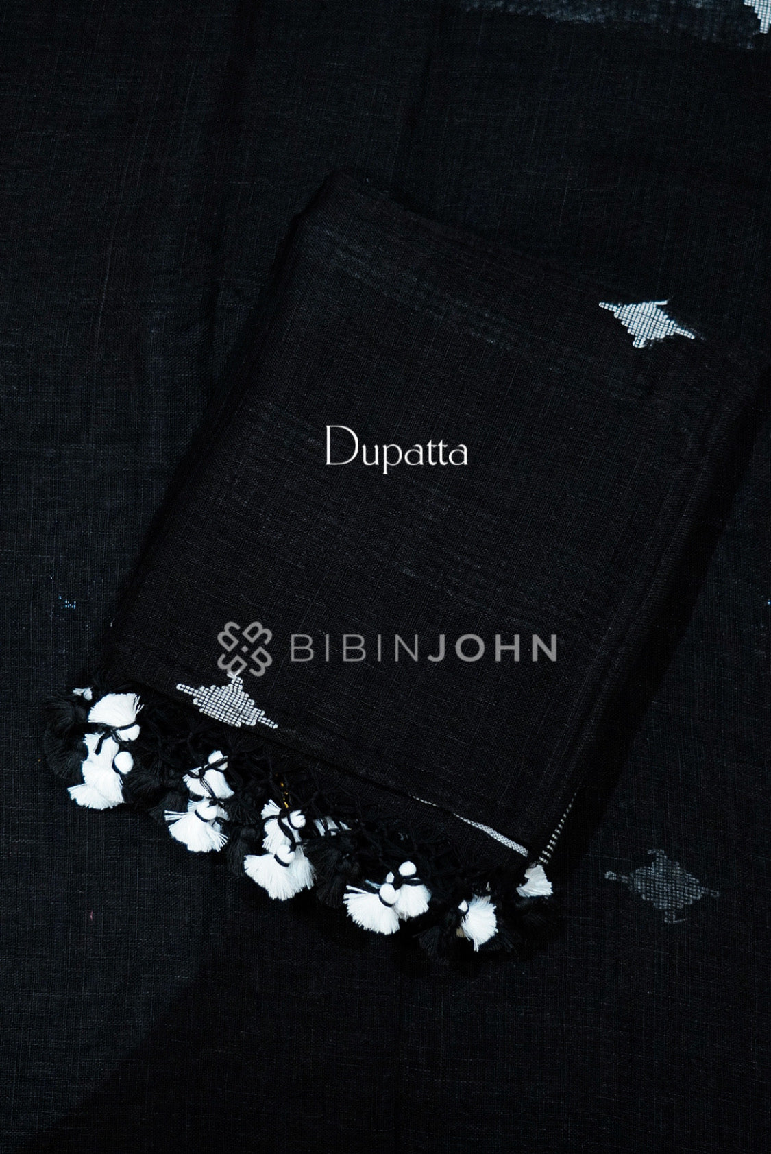 Linen Jamdani Unstitched Salwar Suit Material Black  DUPATTA