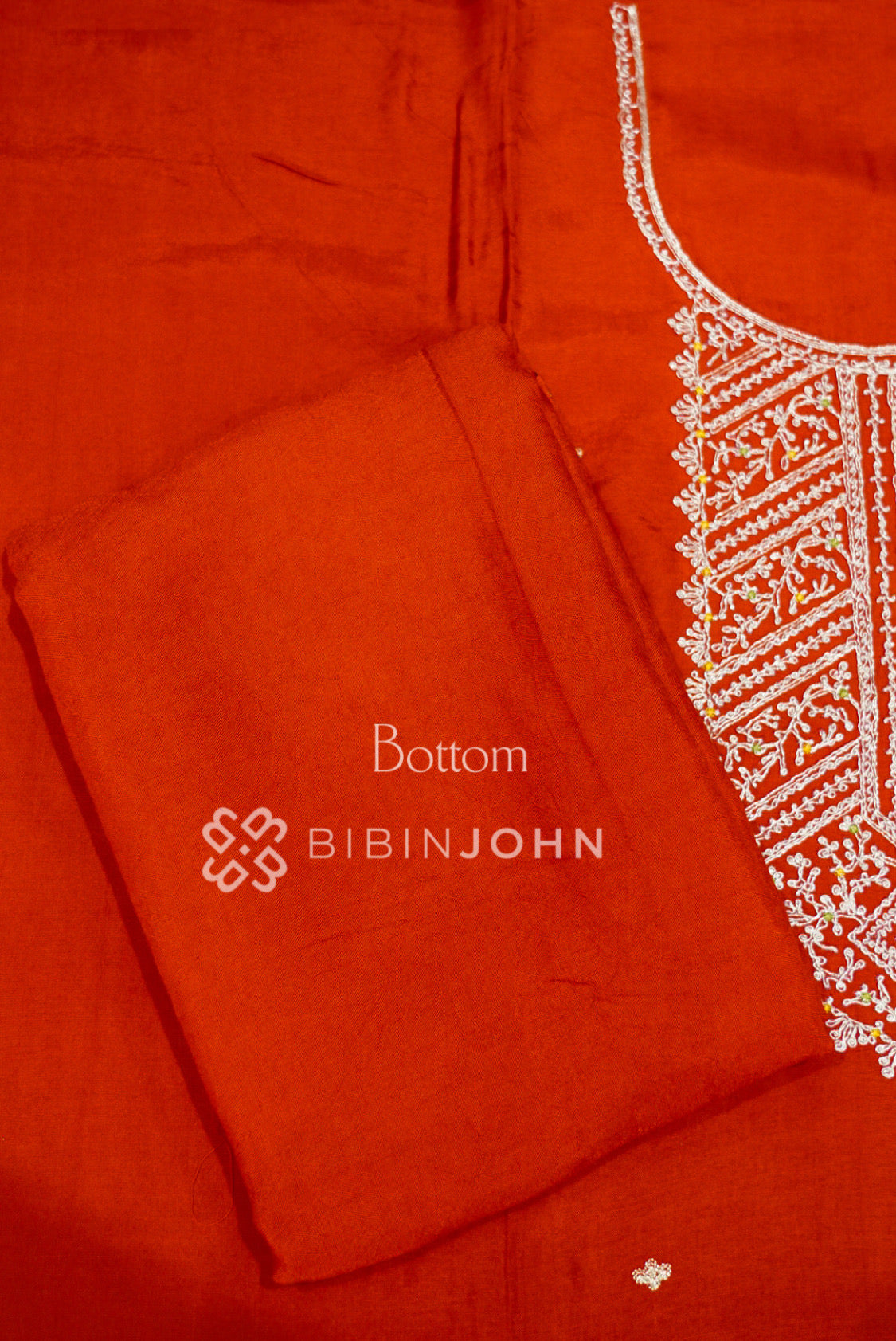 Semi Silk Embroidery Unstitched Salwar Suit Material Rust Orange BOTTOM