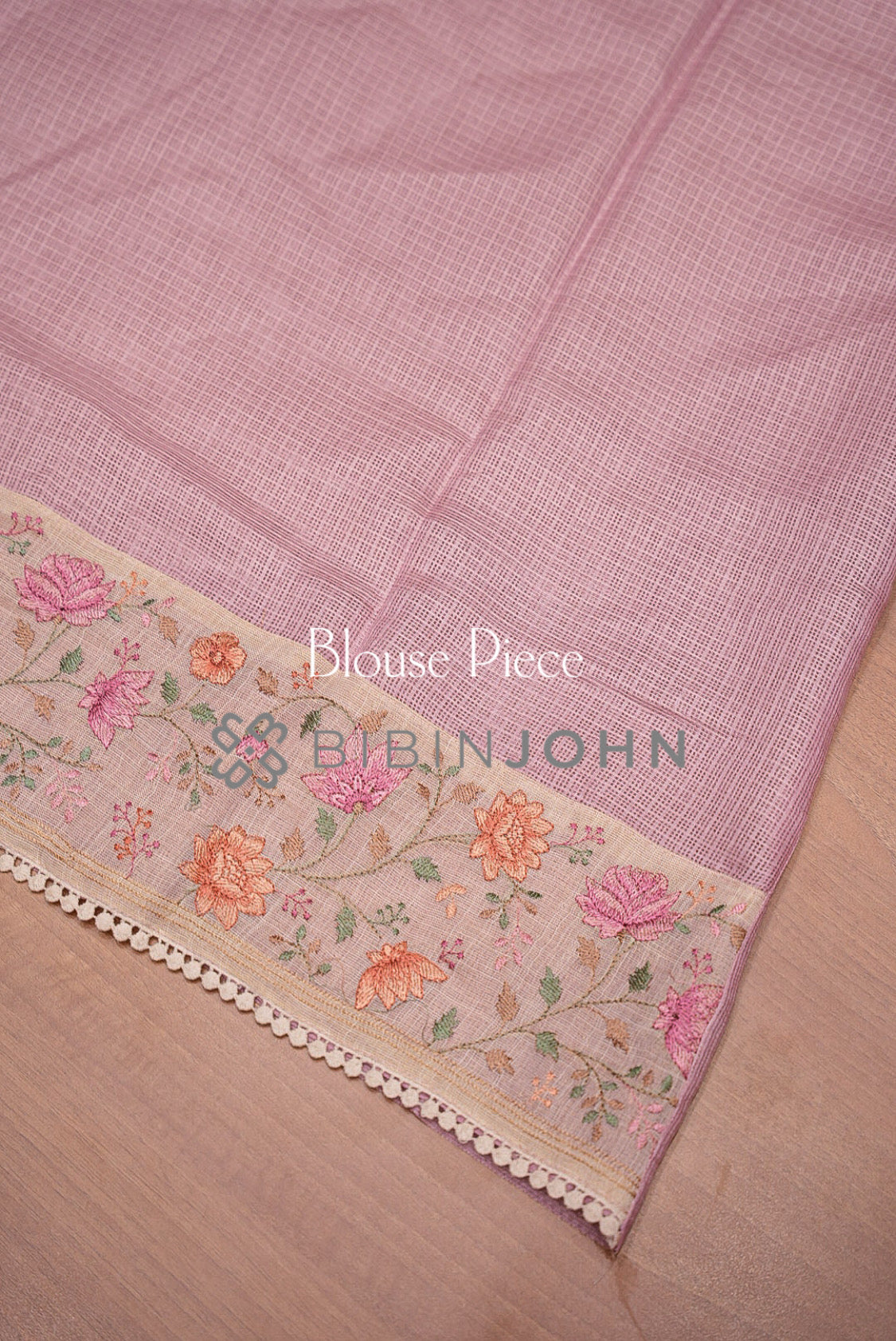 Cotta Embroidery Saree For Women Dusty Rose Pink  BLOUSE PIECE