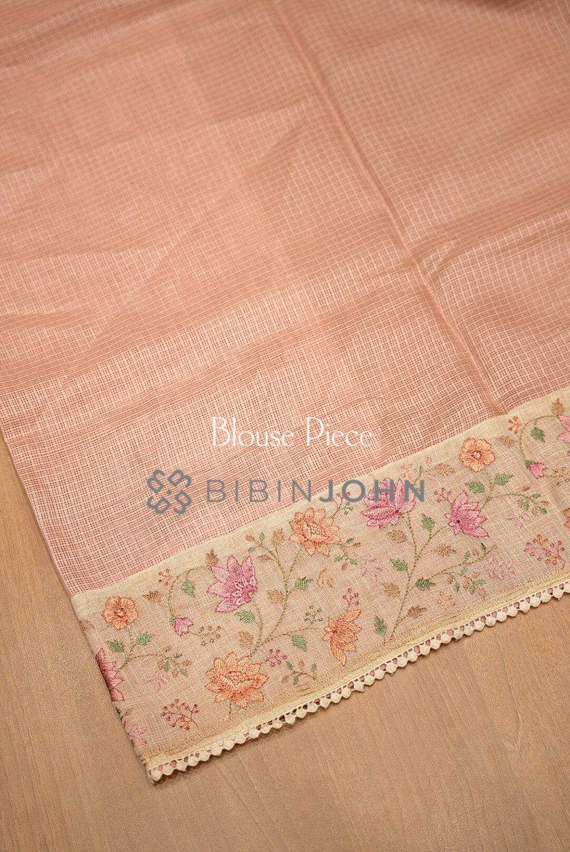 Cotta Embroidery Saree For Women Soft Peach  BLOUSE PIECE