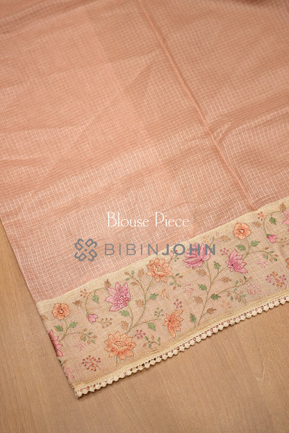 Cotta Embroidery Saree For Women Soft Peach  BLOUSE PIECE