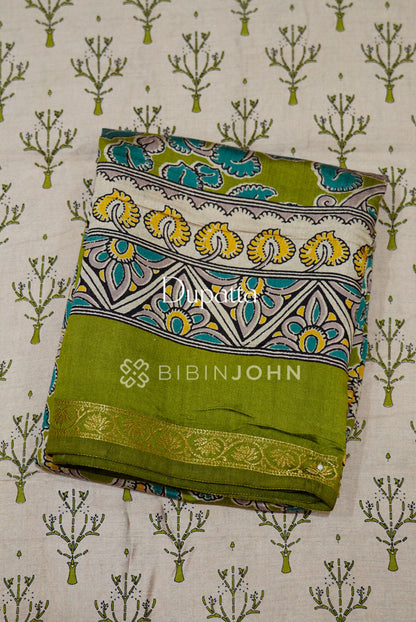Printed Semi Silk Unstitched Salwar Suit Material Beige DUPATTA