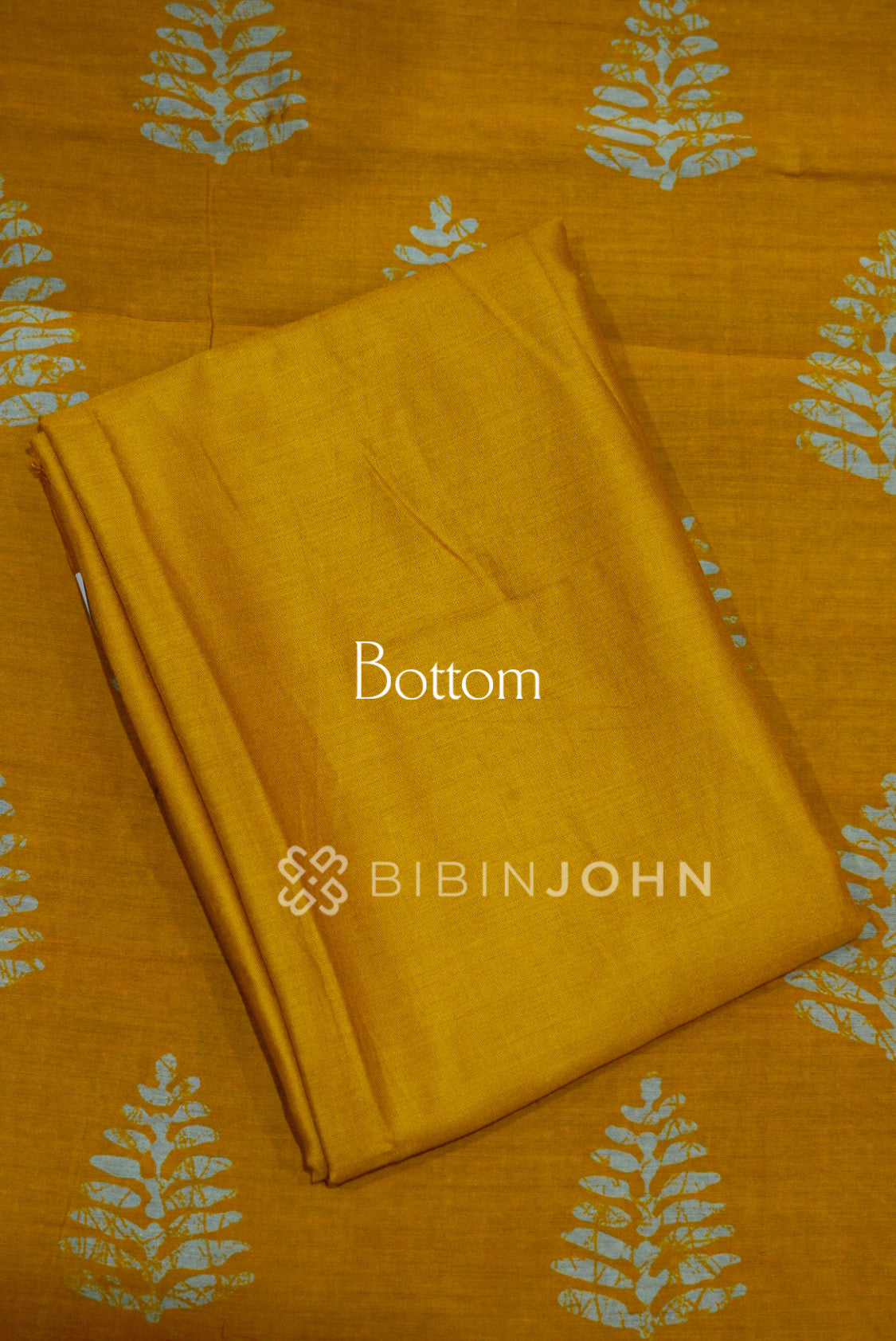 Printed Semi Silk Unstitched Salwar Suit Material Mustard Gold BOTTOM