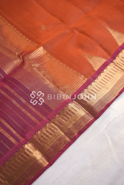 Silk Saree For Women Rust Orange PALLU