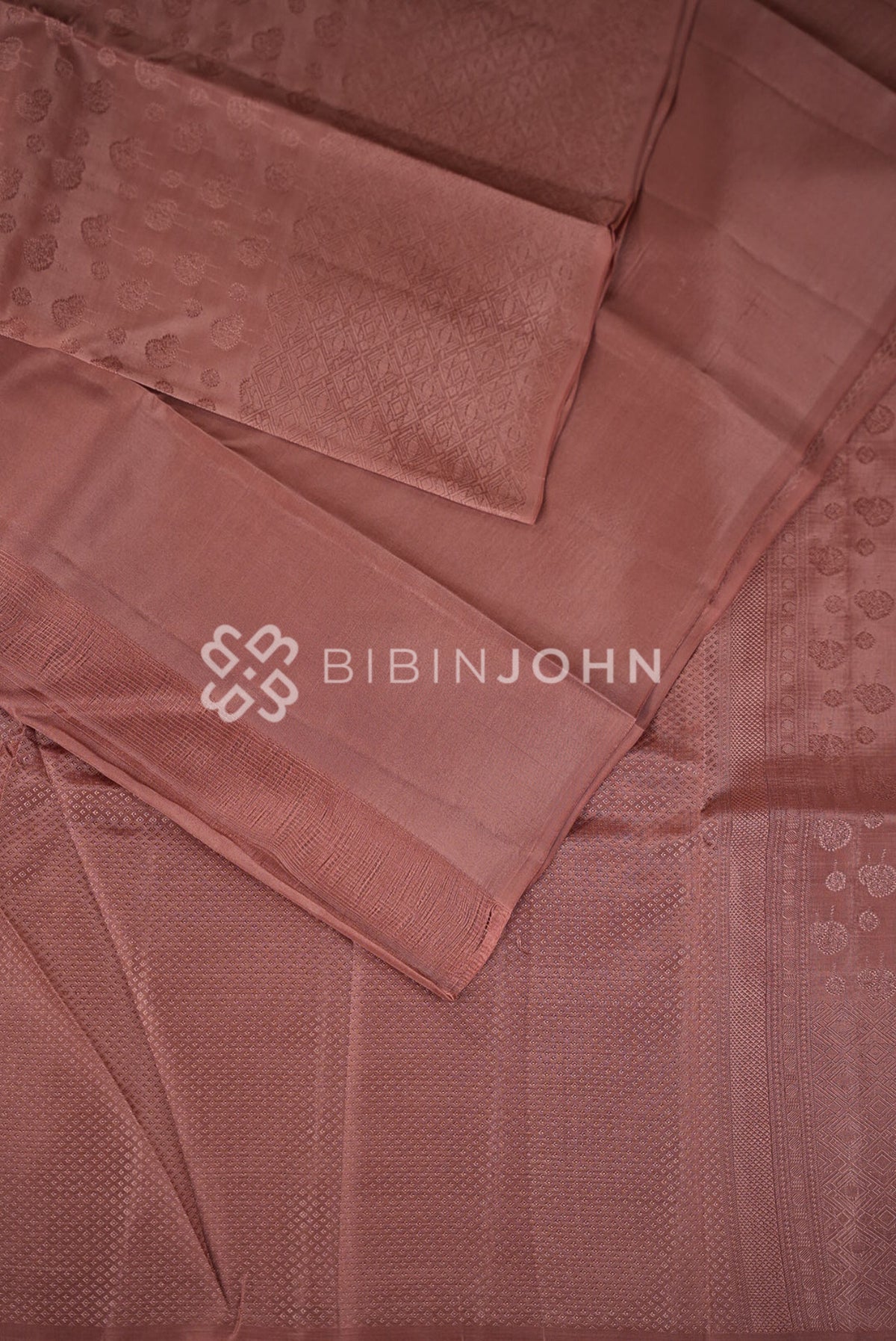 Semi Silk Saree For Women Dusty Rose  close view