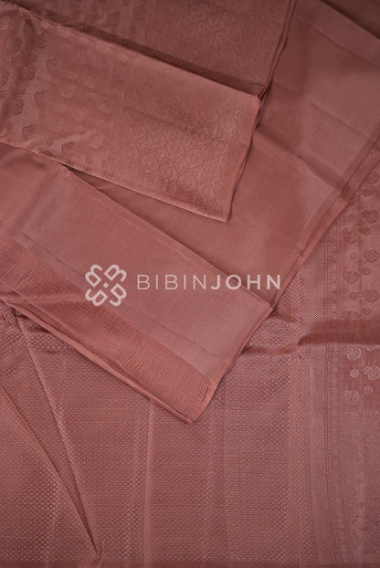 Semi Silk Saree For Women Dusty Rose  close view