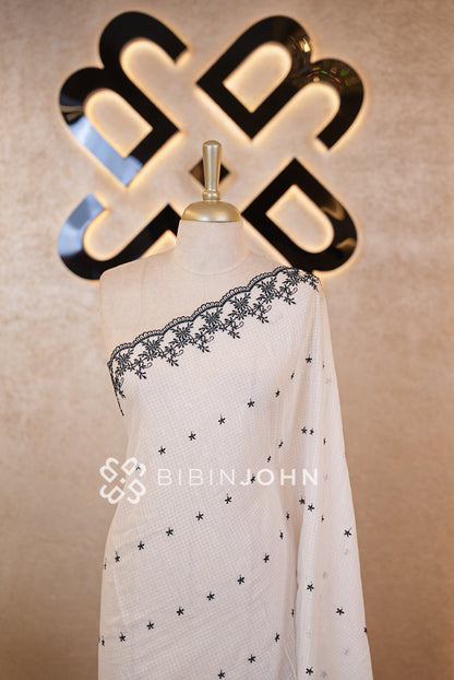 Cotta Embroidery Dupatta For Women White