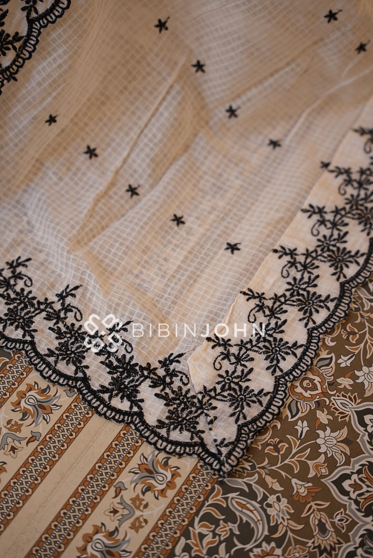 Cotta Embroidery Dupatta For Women White SIDE VIEW