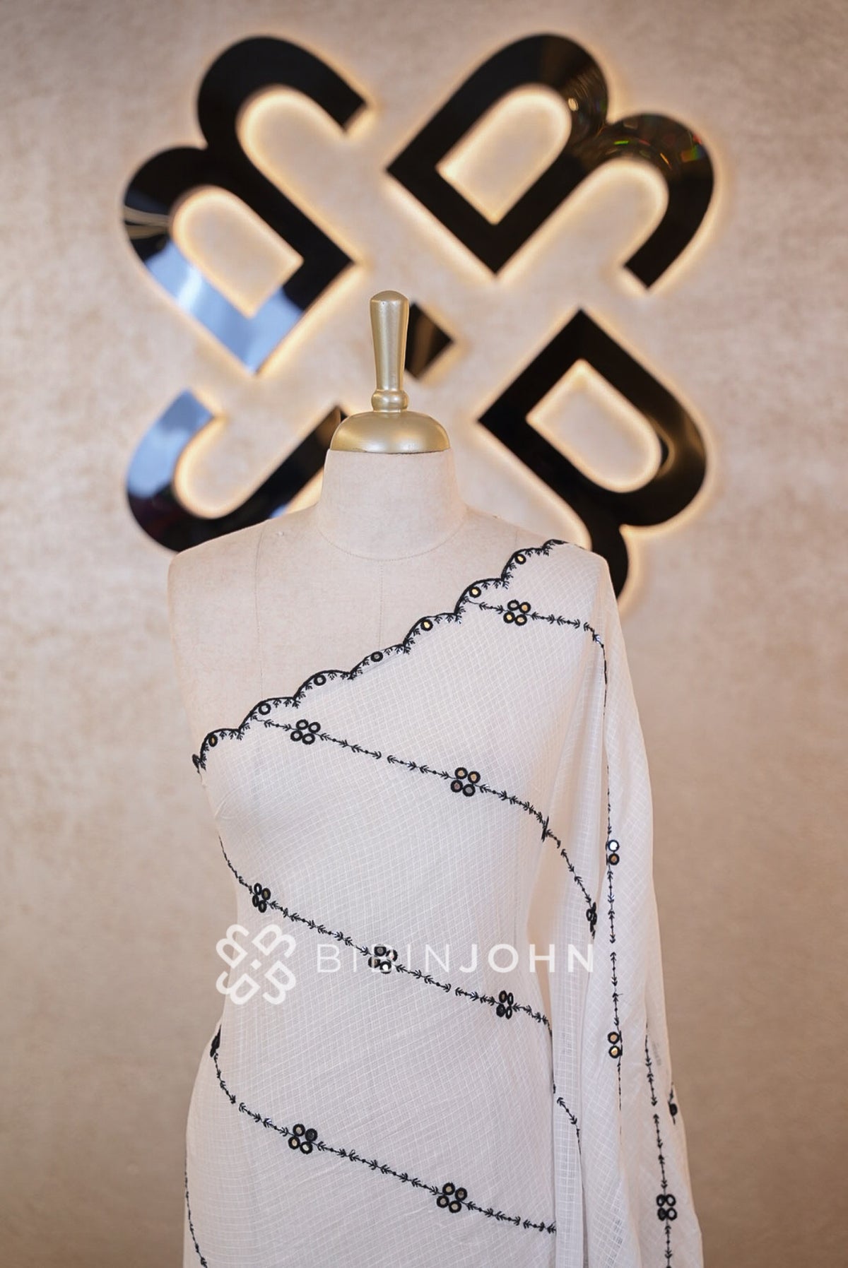 Cotta Embroidery Dupatta For Women White