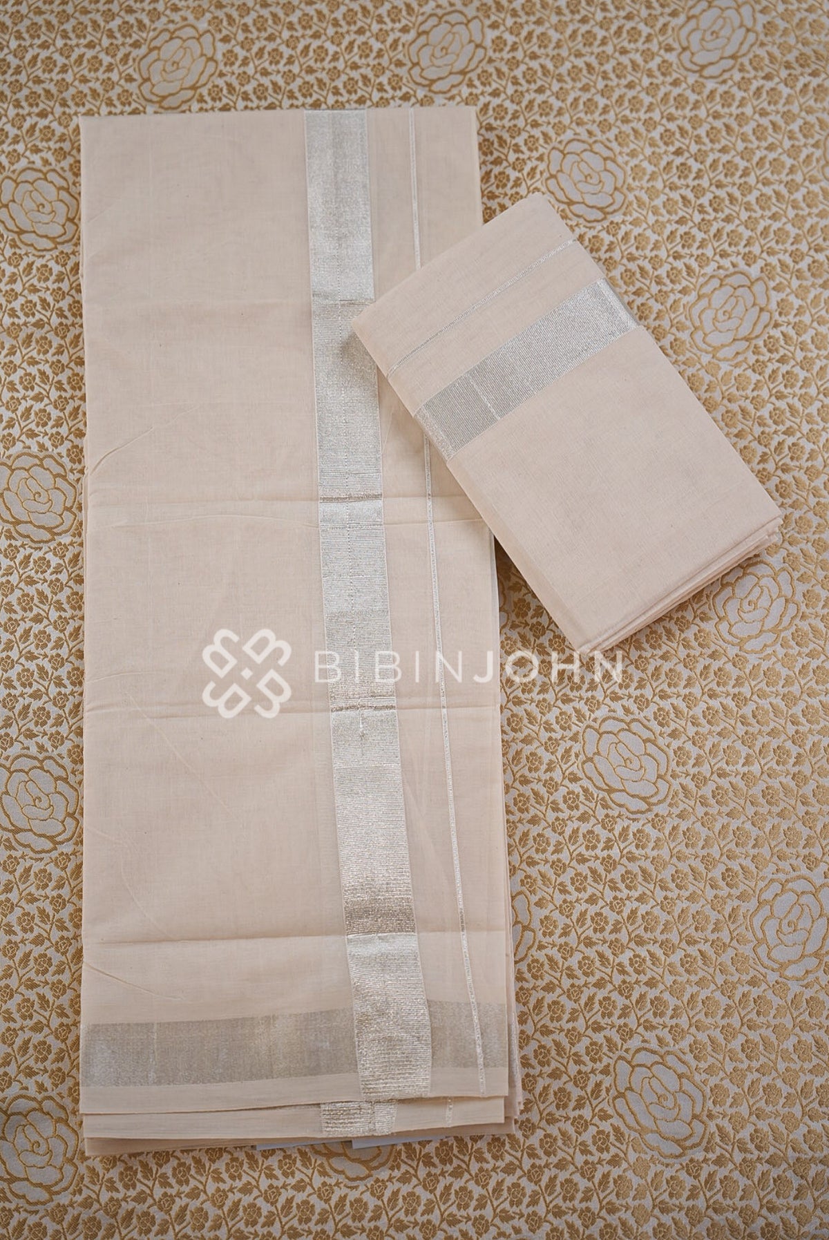 Cotton Dhoti For Men White FULL VIEW