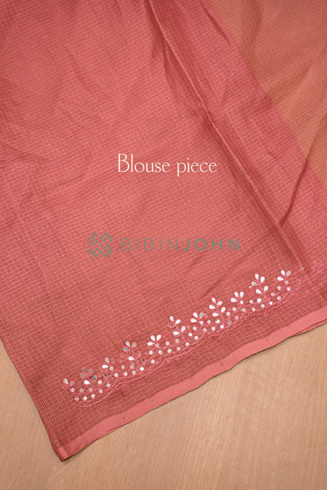 Cotta Embroidery Saree For Women Dusty Rose BLOUSE PIECE