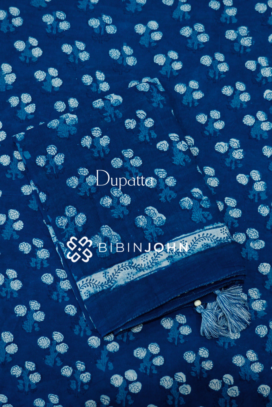 Printed Cotton Unstitched Salwar Suit Material Deep Indigo Blue DUPATTA
