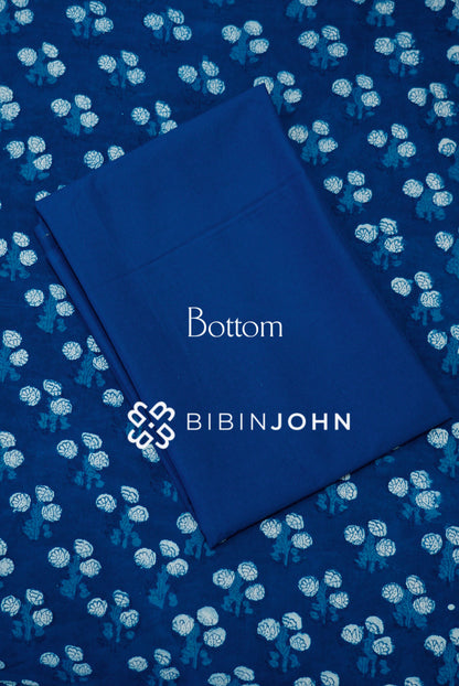 Printed Cotton Unstitched Salwar Suit Material Deep Indigo Blue BOTTOM