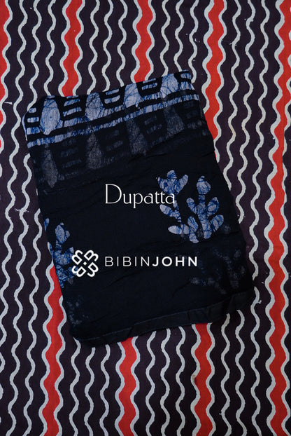 Cotton Embroidery Unstitched Salwar Suits Material Black DUPATTA