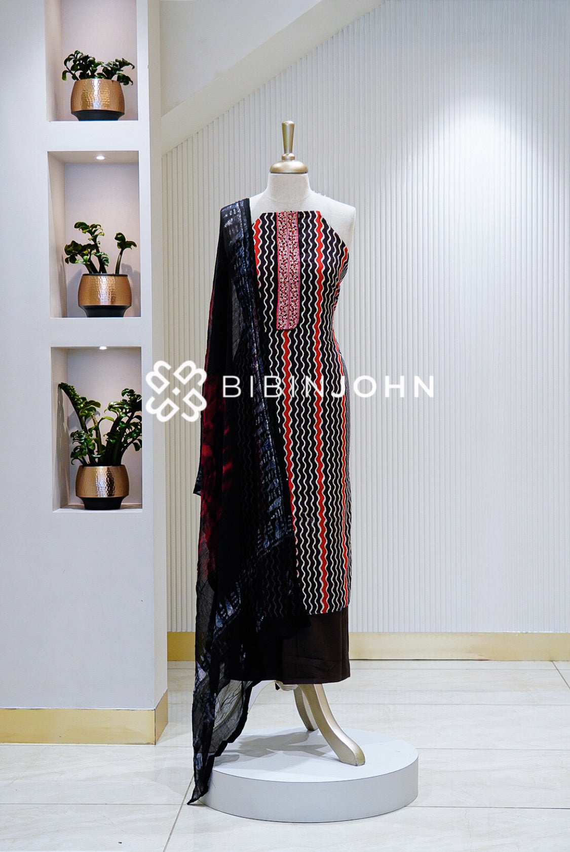 Cotton Embroidery Unstitched Salwar Suits Material Black