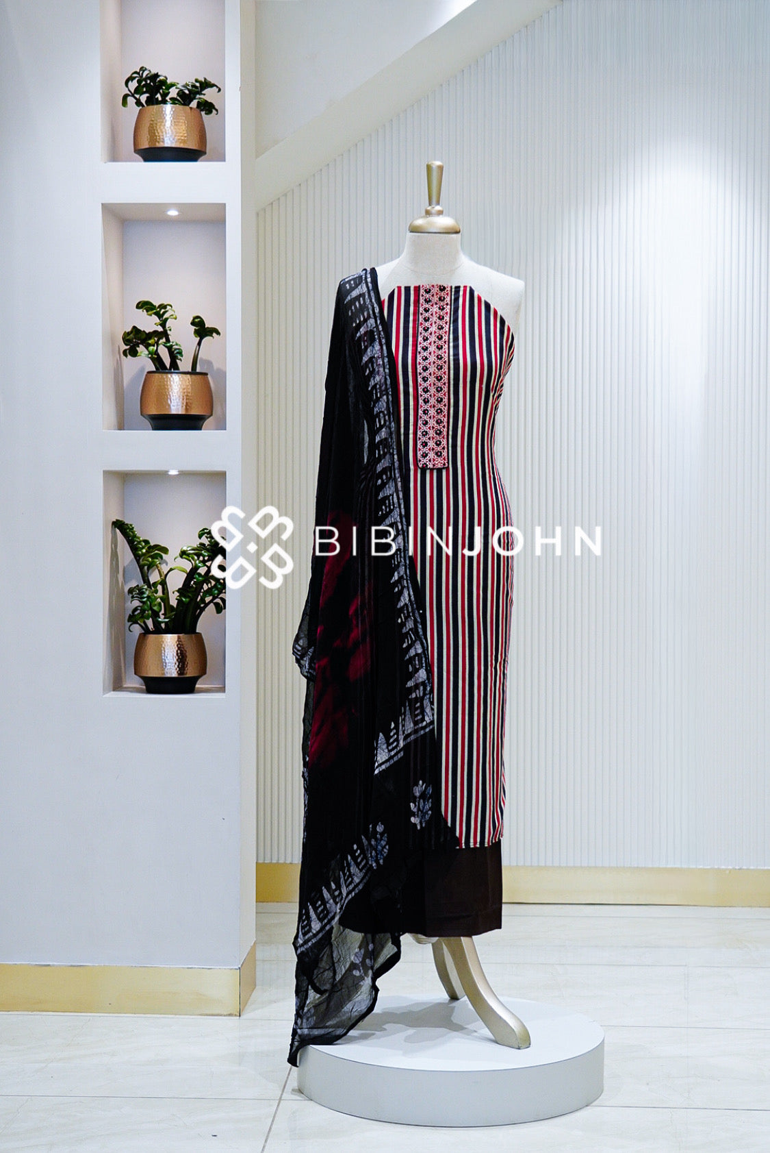 Cotton Embroidery Unstitched Salwar Suits Material Black 